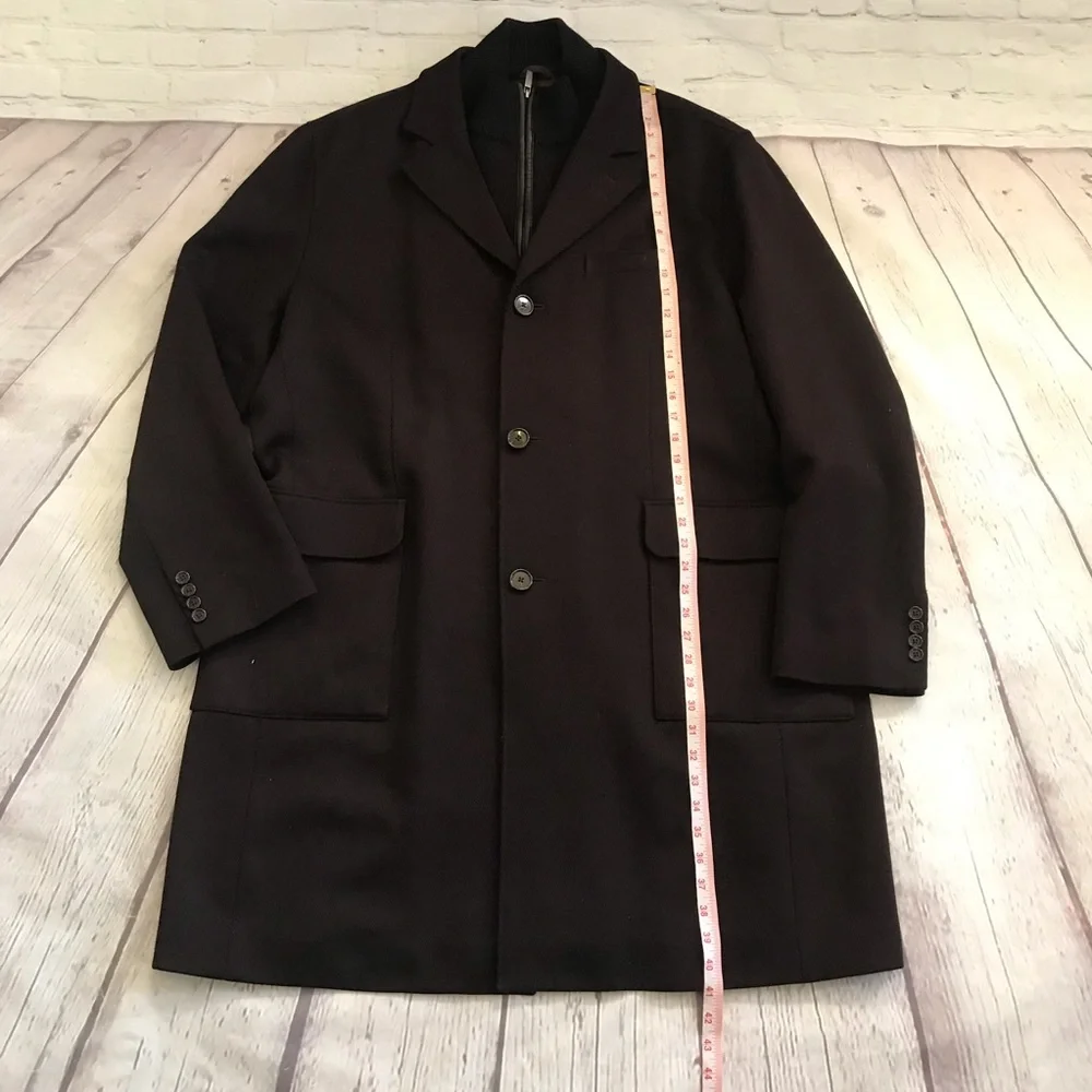 Cole Haan Wool blend Brown Double Closure Zip & Button Peacoat Sz XXL
